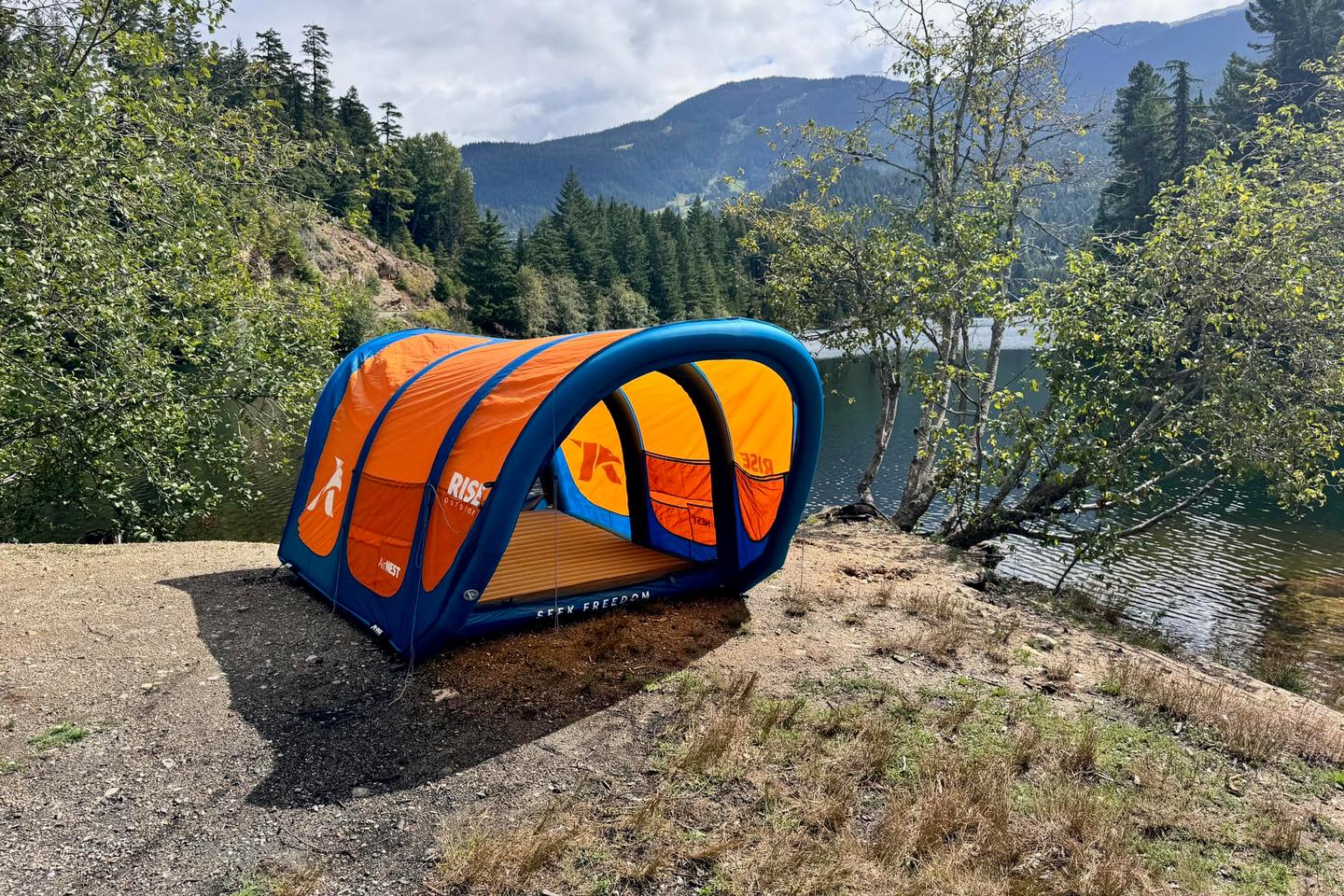 The tent measures 74 inches long by 74.8 inches wide by 63.78 inches high at the front (188 by 190 by 162 cm)