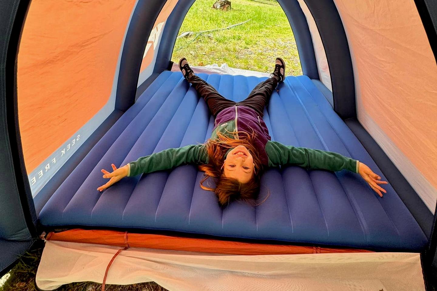 The mattress zips into the tent along its sides, meaning it can be taken out and used on its own if desired