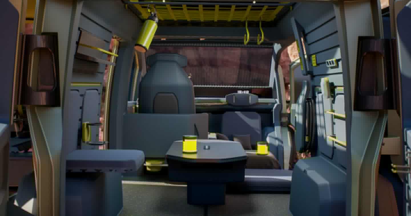 Kia does a nice job of turning the PV5's small interior into an inviting camper, with accessorizable wall panels, a convertible dining area and more