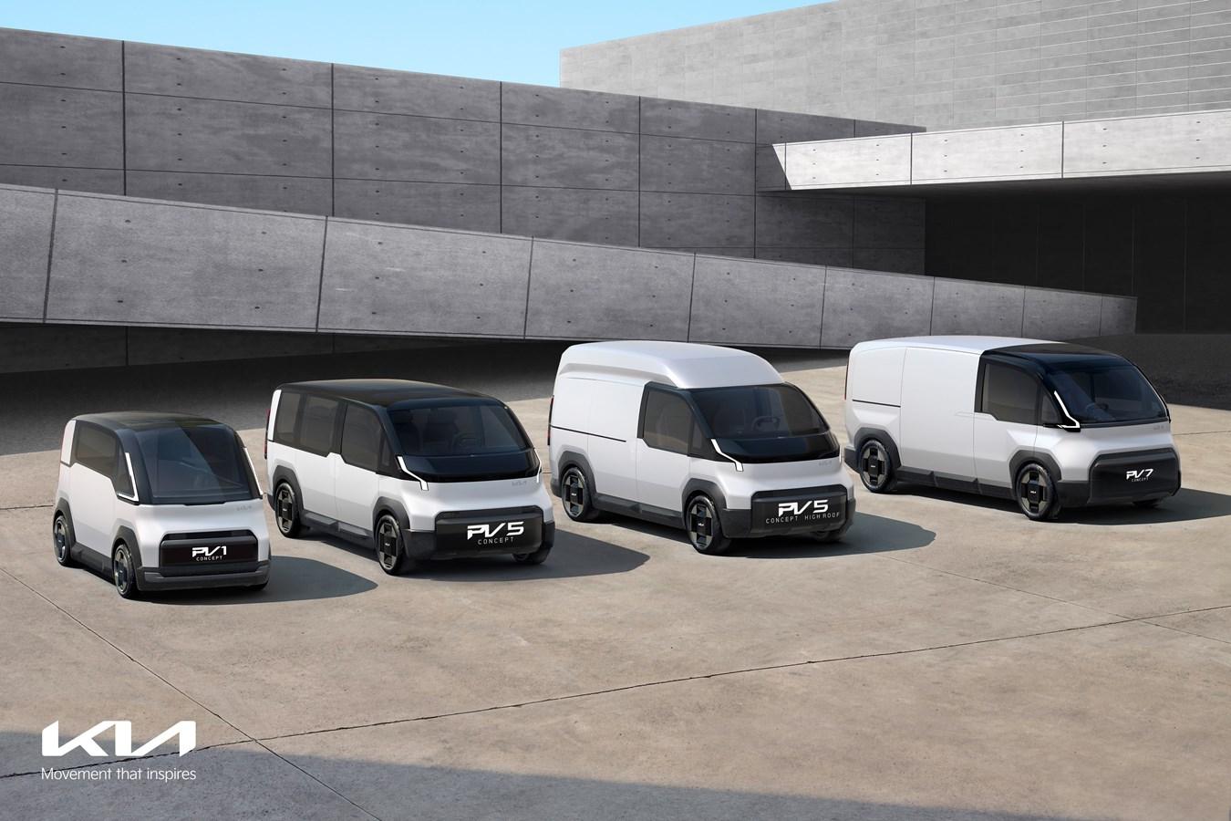 Kia's full PBV lineup debut from CES 2024; the high-roof PV5 would also be an interesting camper candidate