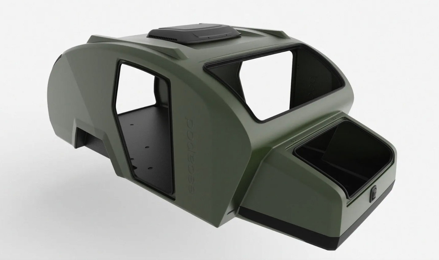 The injection-molded composite body gets bonded to the floor by a high-strength adhesive after the floor is bolted to the galvanized-steel chassis