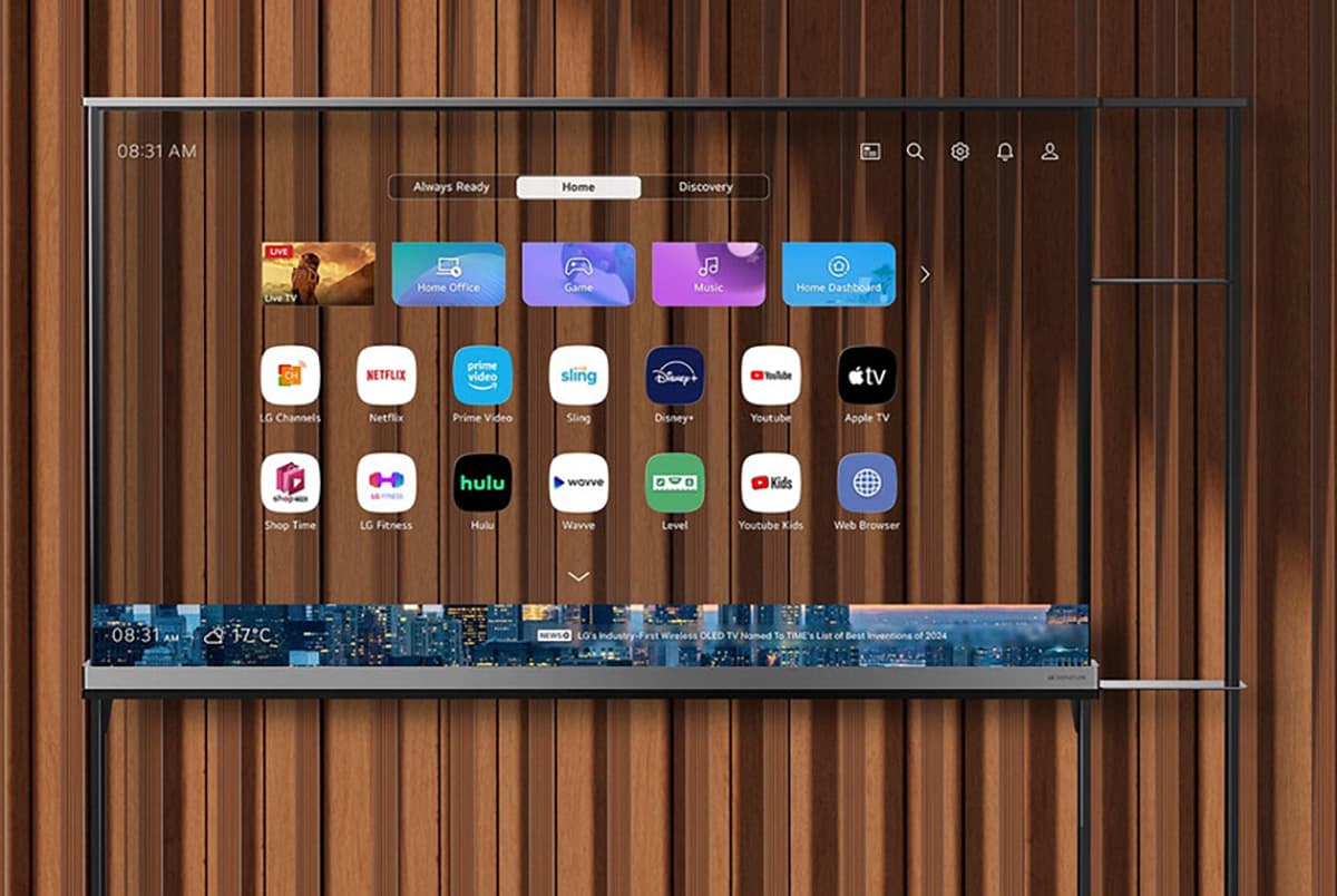 LG has a bunch of screensavers and menus optimized for the OLED T to deliver this outrageous transparent effect