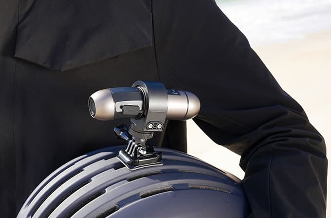 The S50+ comes with hardware for mounting it on handlebars and helmets