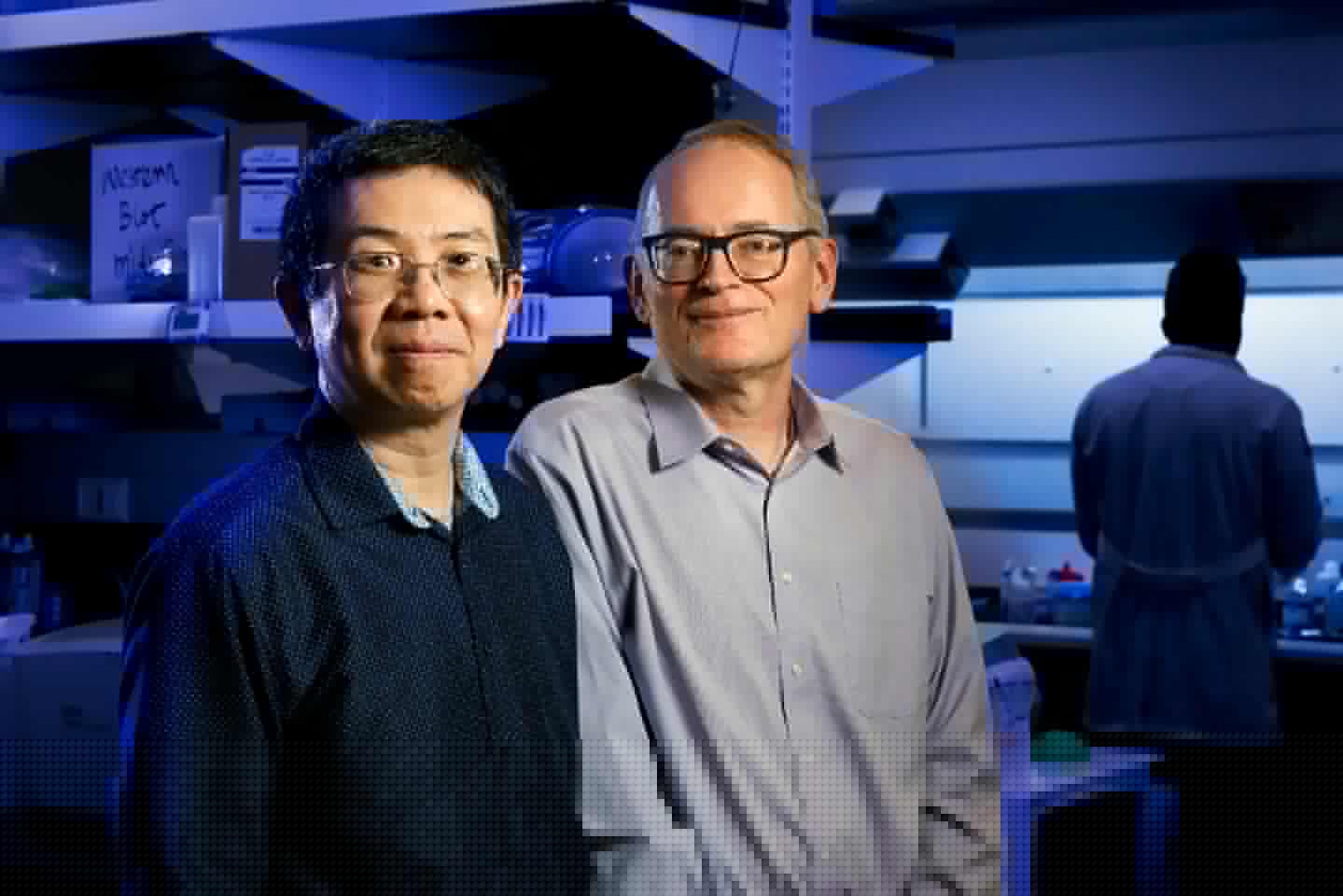 Jiantao Guo (left), professor of chemistry, and Janos Zempleni, professor of nutrition and health sciences, have launched the startup company Minovacca