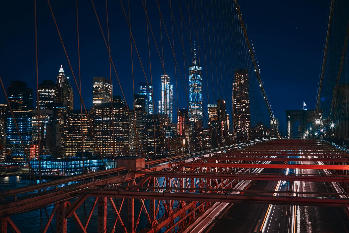 The Manhattan city-scape, seen from the Brooklyn Bridge. NYC has the highest electrical needs of any city in the US
