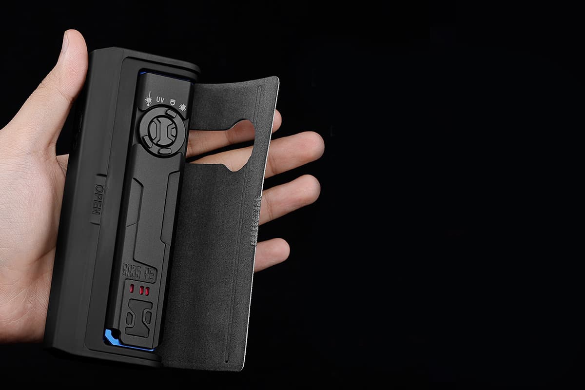 The GR35 handily slots into a charging case that doubles as a power bank