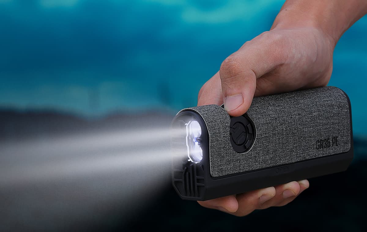 The optional battery case lets you use the flashlight while it's slotted in, without waiting for it to charge