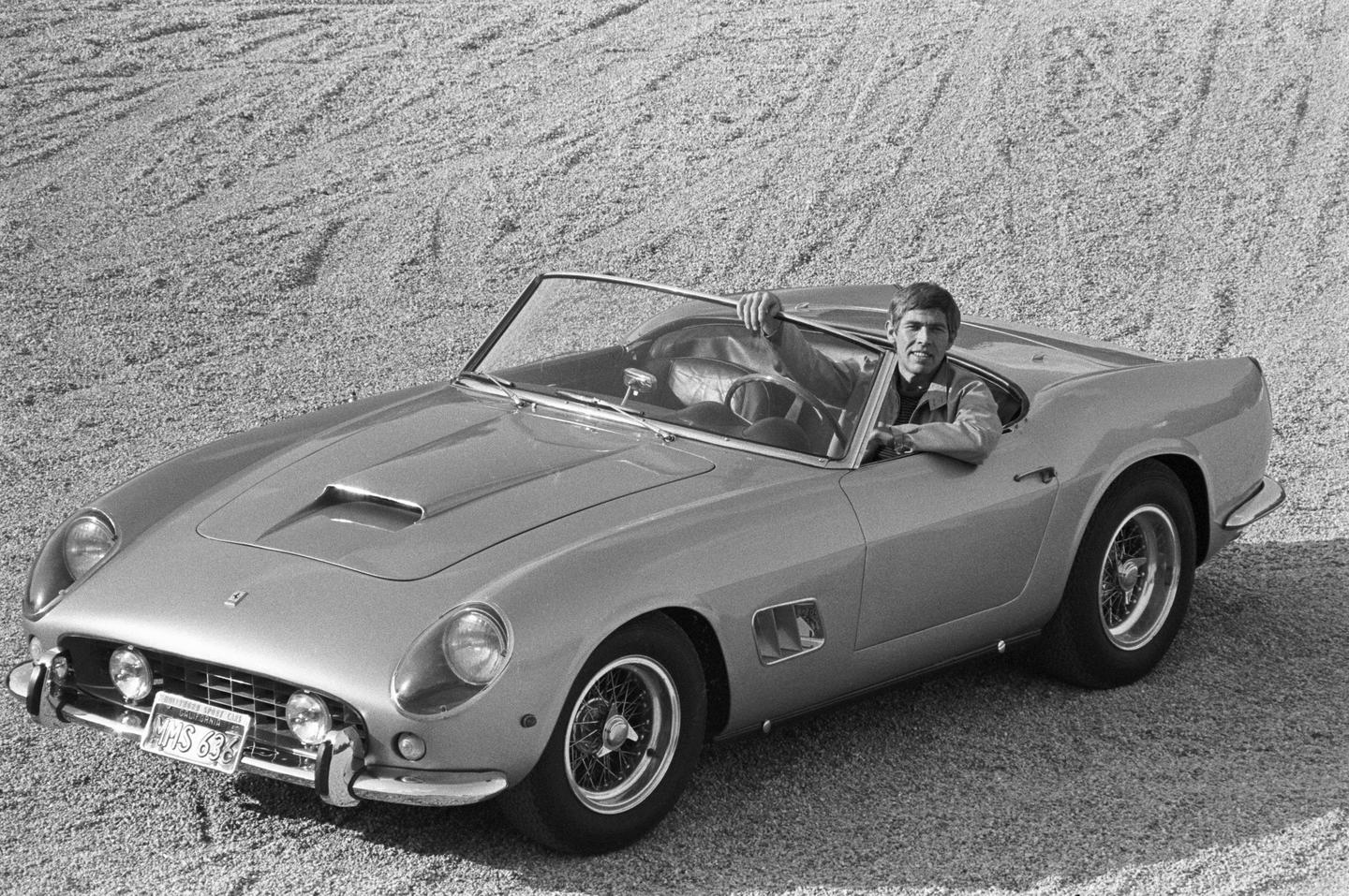 The first car to cross the $10 million mark at auction was this Ferrari 250 California Spider and its owner for several decades, Academy Award winner, James Coburn. This was the car in which Coburn introduced his friend Steve McQueen to the joys of Ferrari automobiles. Steve got hooked. Image: RM Auctions