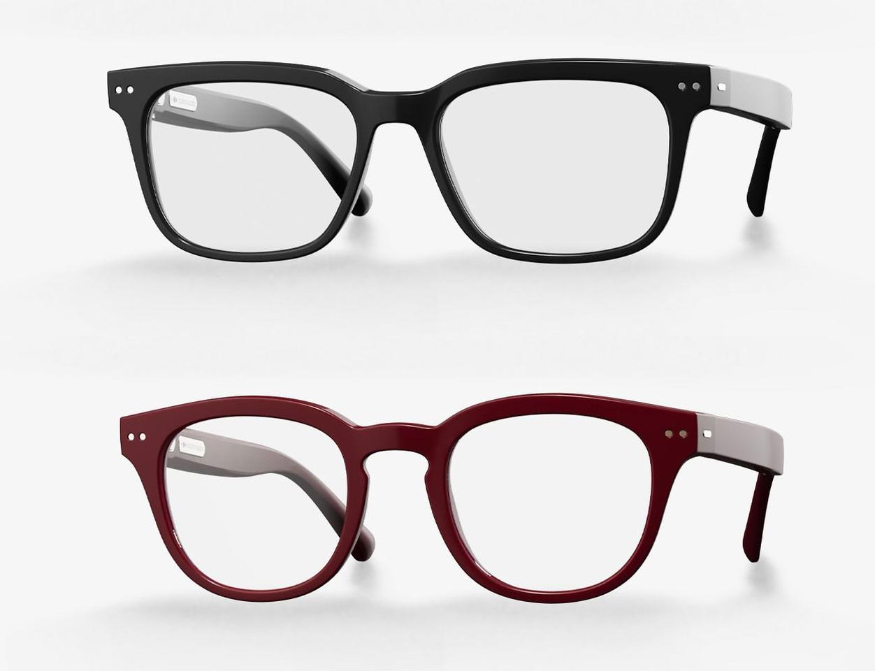 You'll be able to choose from these two styles of glasses, each in two colorways
