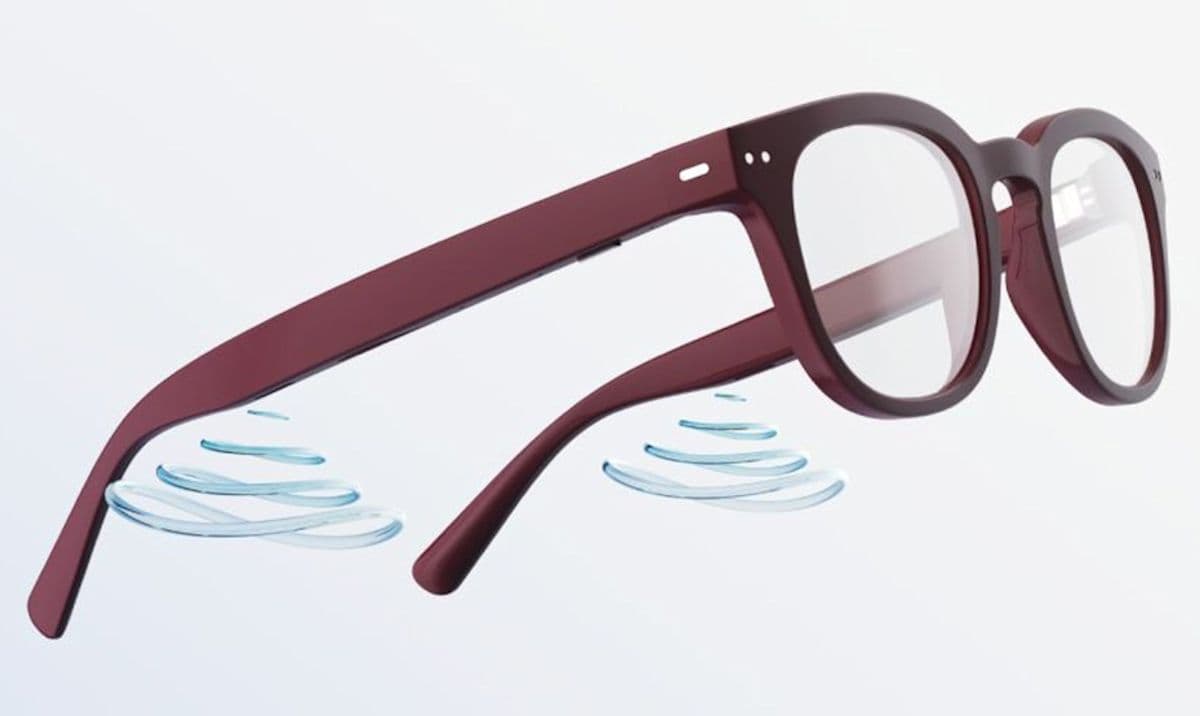 The glasses deliver sound to your ears using air conduction speakers built into the frame, and Nuance says people around you won't be able to hear it