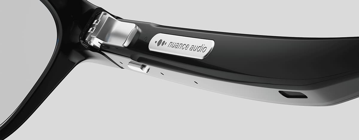 The glasses use an array of microphones and beamforming tech to capture sound from in front of you