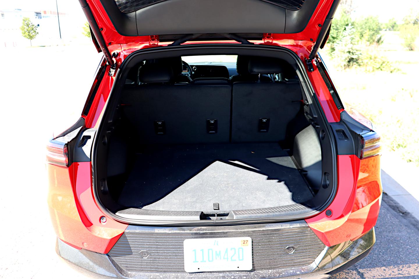 Cargo space in the 2025 Chevrolet Equinox EV is limited by the high floor and fastback wagon styling
