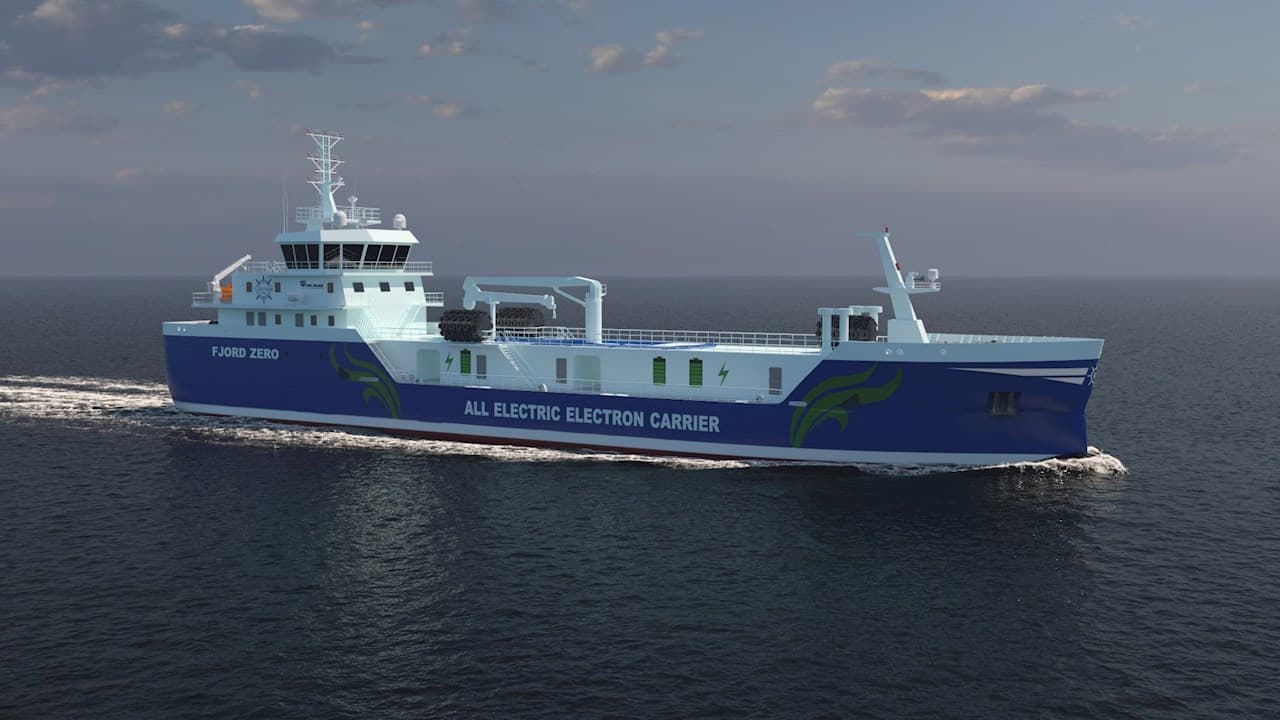 The e-bunker concept will charge its large battery via shore connection or draw energy directly from a wind farm, and can then top up the battery banks of electric ships at sea