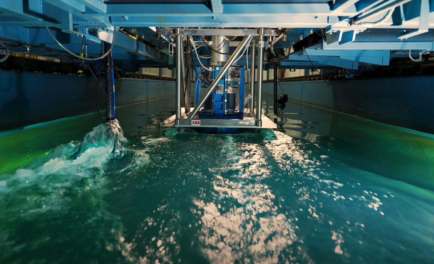 The MARIN test rig for ABB's Dynafin propulsion system at the Concept Basin facility in the Netherlands