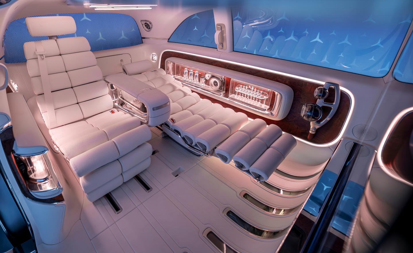 The funky tubular recliners double as single beds