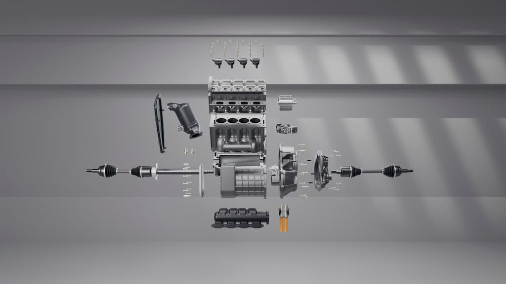 The Future Hybrid Concept split out into its various components