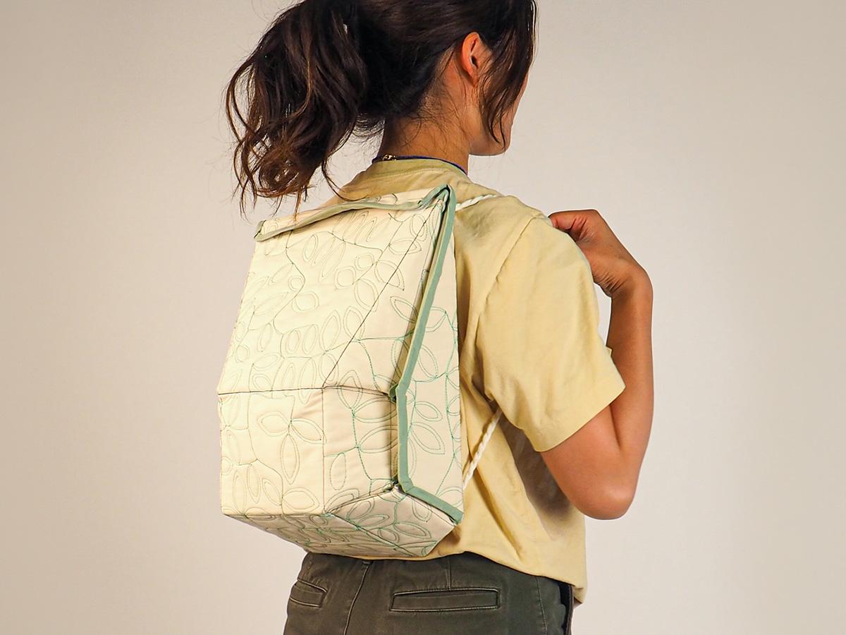 Beyond the furniture showcased in this work, the backpack (right) looks especially distinctive