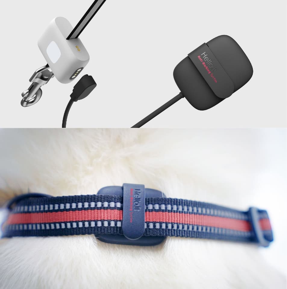 The anti-bark device has a mic to pick up barking, and gently vibrates to interrupt your dog