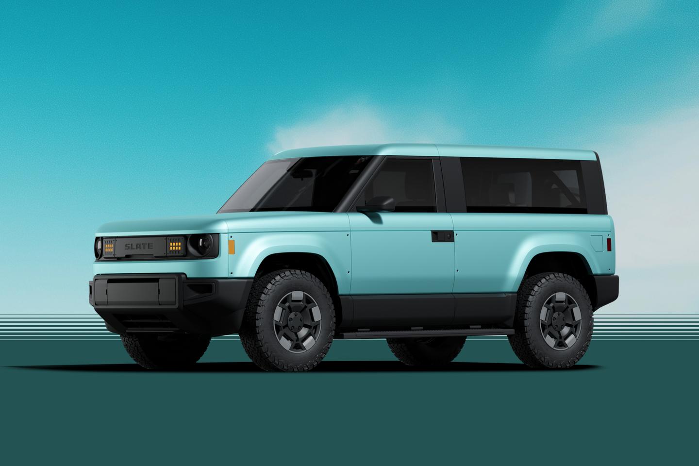 The square-design SUV top (one of two options) is shown here with a blue wrap