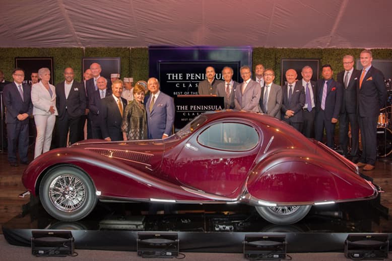 A 1937 Talbot-Lago T150-C SS Coupé aérodynamique ‘Goutte d’Eau’ by Figoni & Falaschi was the inaugural winner of the Peninsula Classics "Best of the Best" Award.