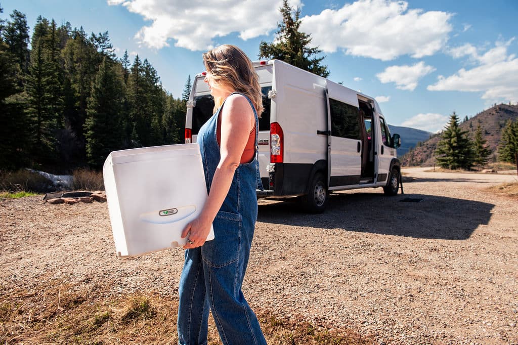 CompoCloset toilets weigh between 19 and 25 lb for easy handling