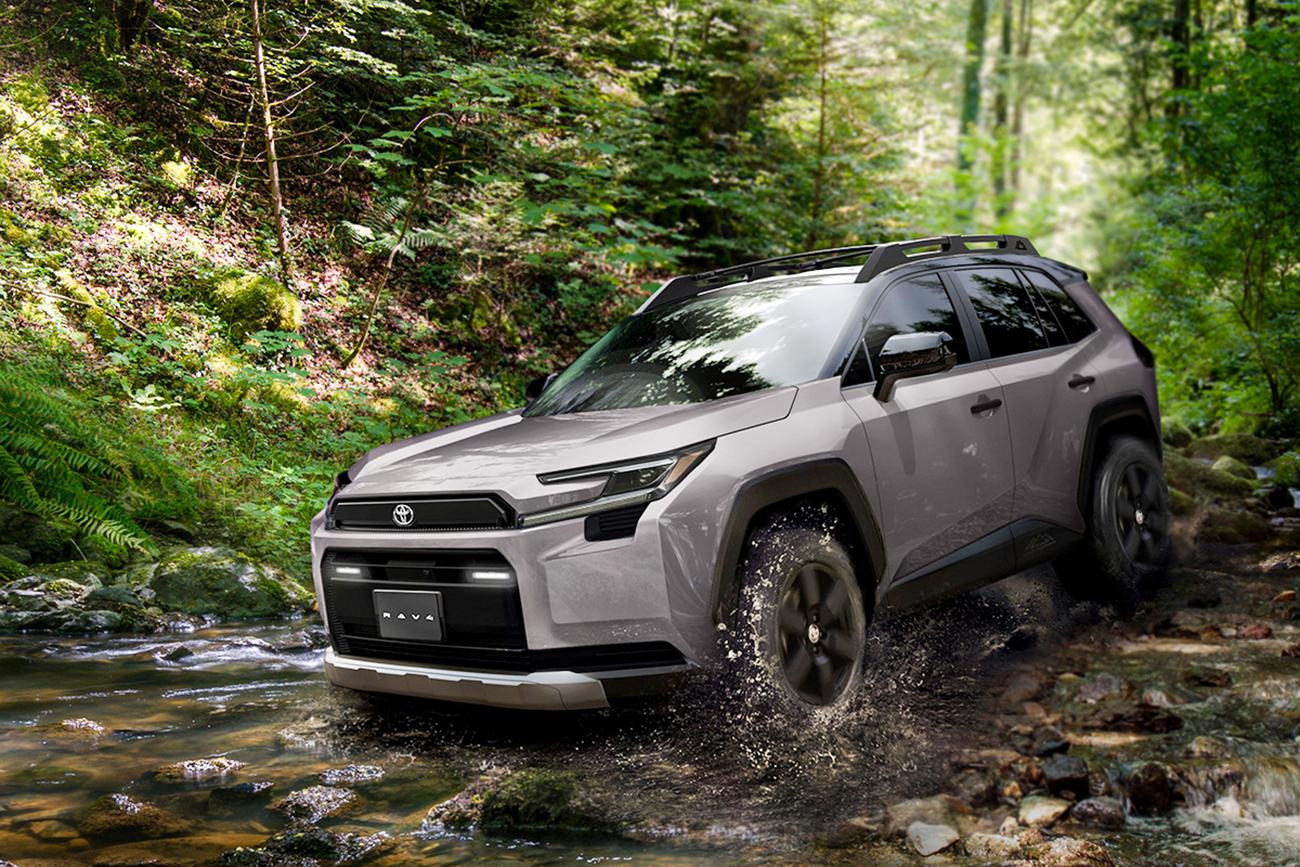 The adventure-focused Woodland model gets all-terrain tires and roof rails as standard
