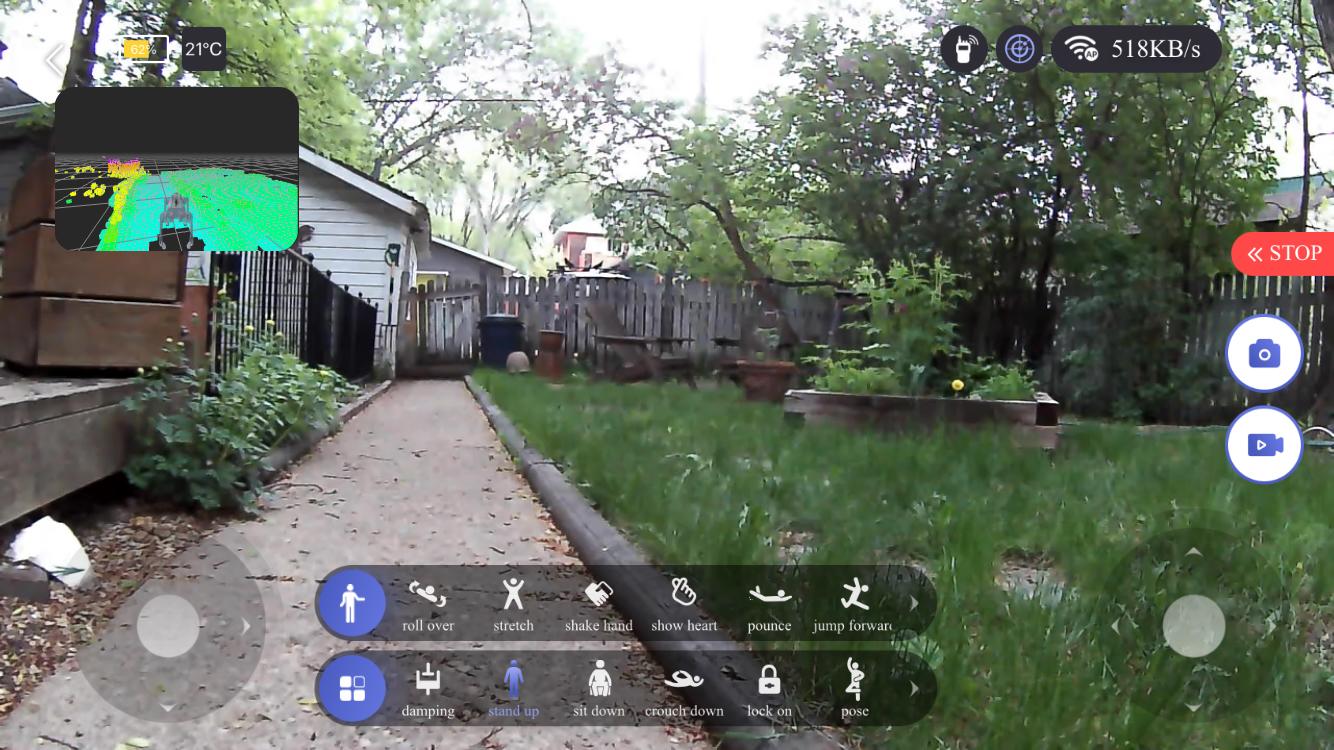 The app screen, with a double-decker selection of tricks across the bottom