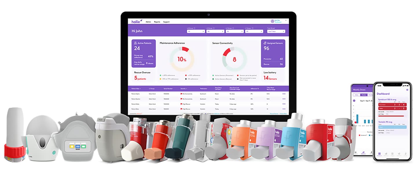 The full range of Hailie Smartinhalers fits all types of rescuer and preventer inhalers