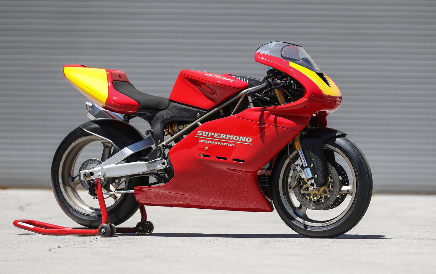 This 1993 Ducati Supermono is one-of-67 built. It sold for $165,760 at Pebble Beach in 2022 and holds the model record at auction.