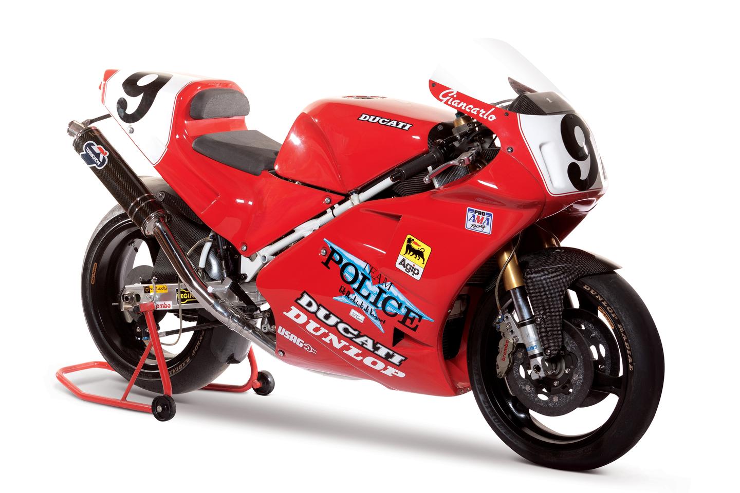 At $75,564, this 1992 Ducati 888 SBK Corsa holds the model record price at auction. The bike was raced for Ducati Corse by Giancarlo Falappa during the 1992 World Superbike Championship