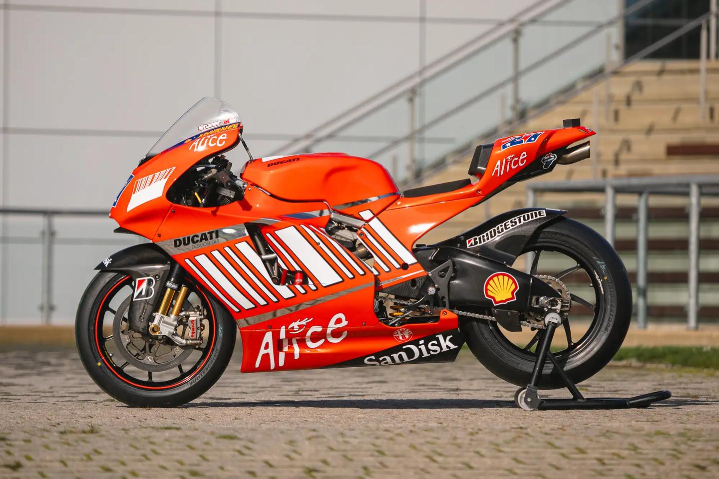 This Ducati Desmosedici GP7 was used during his 2007 World Championship season by Casey Stoner. It now holds the record price at auction for a Ducati - £402,500.