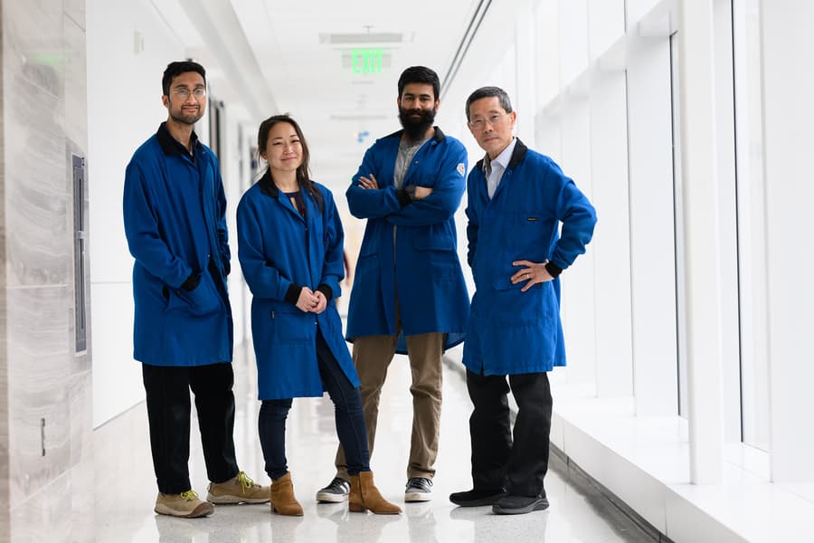 The research team, from left to right: Saahir Ganti-Agrawal, Karen Sugano, Sunil Mair, and Yet-Ming Chang