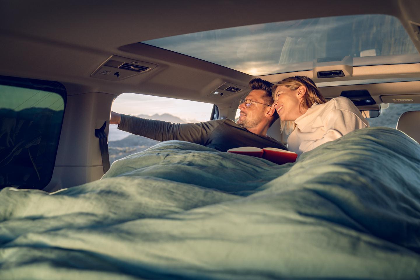 Now available over top eight seats: The Multivan Good Night Package offers a comfortable double bed for parents and other couples