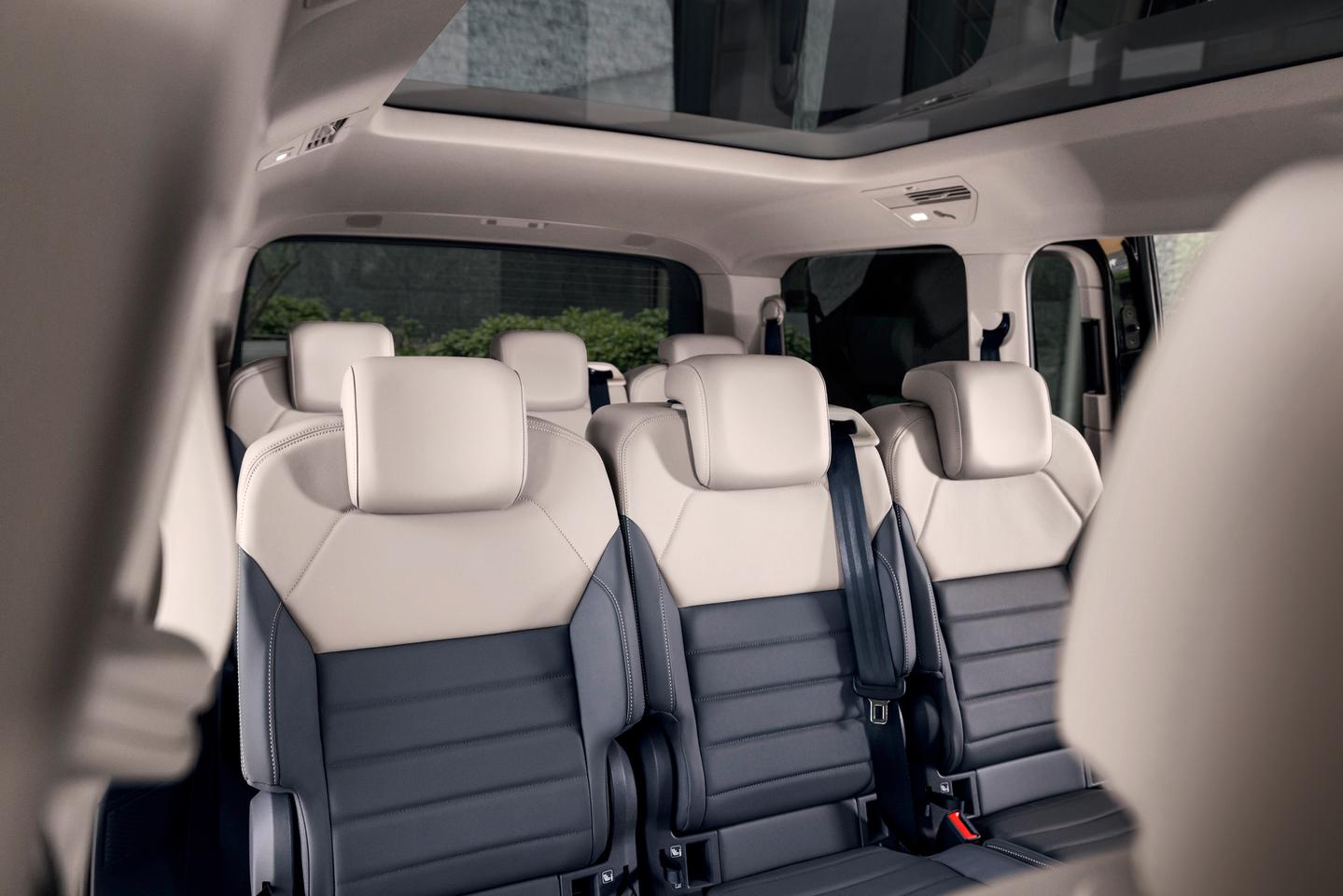 Volkswagen packs 'em in: two front seats, three second-row seats and three third-row seats